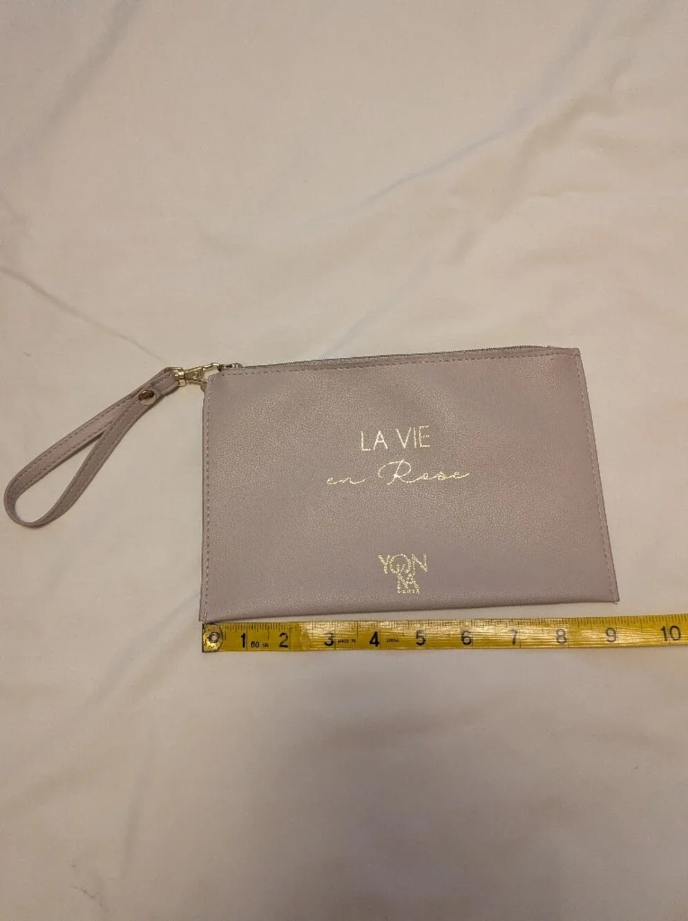 La Vie en Rose Lavender Wristlet Cosmetic Pouch with Gold Accents
